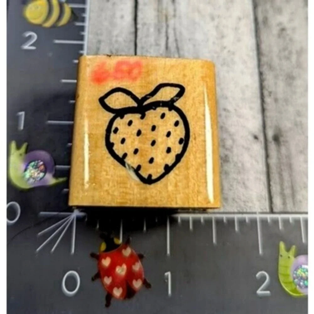 Anita's Small Strawberry Rubber Stamp Wood #A120